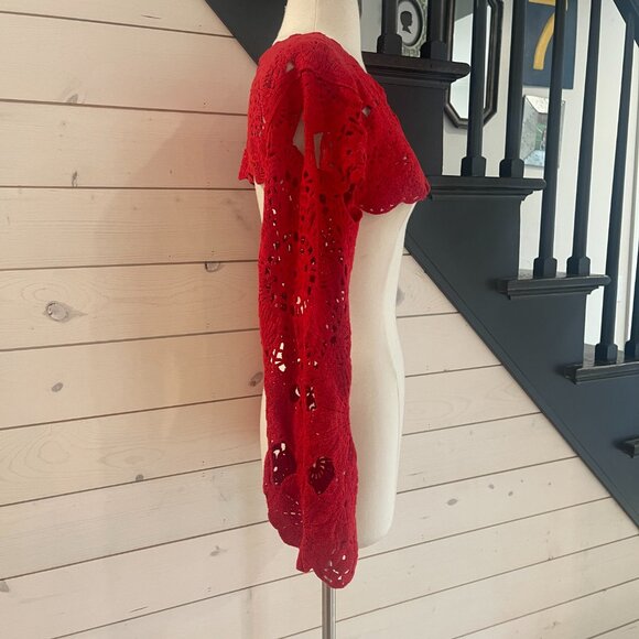 042 Free People Olivia Piecework Bolero NWOT Crimson One Size - Picture 6 of 8